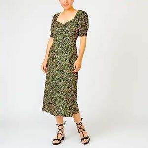 NWT J. Crew Smocked-sleeve midi dress in floral 10